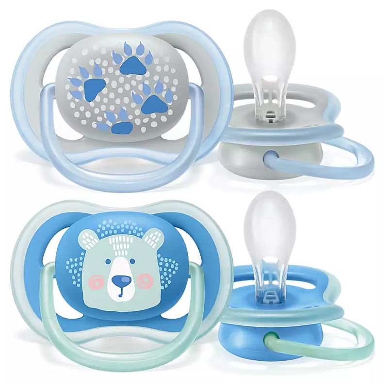 AVENT Залъгалки ULTRA AIR + стерилизаторна кутия 6-18 месеца - 2бр./оп - лапи/мече AVENT Залъгалки ULTRA AIR + стерилизаторна кутия 6-18 месеца - 2бр./оп - лапи/мече
